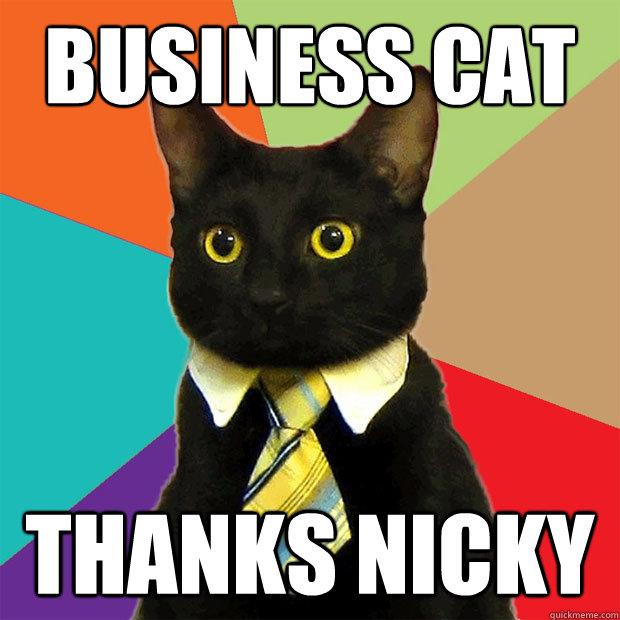 Business Cat Thanks Nicky  Business Cat