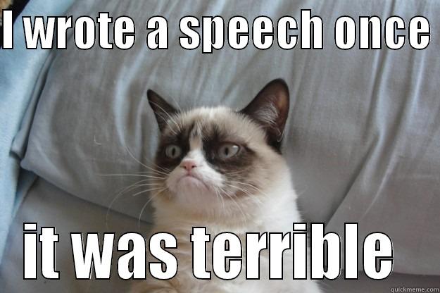 I WROTE A SPEECH ONCE  IT WAS TERRIBLE  Grumpy Cat