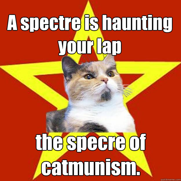 A spectre is haunting your lap the specre of catmunism.  Lenin Cat