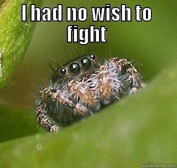 I had no wish to fight. Misunderstood spider - I HAD NO WISH TO FIGHT  Misunderstood Spider