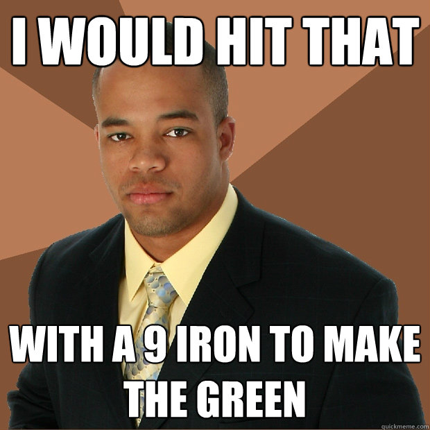 I would hit that with a 9 iron to make the green  Successful Black Man