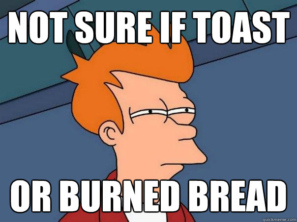 not sure if toast or burned bread  Futurama Fry