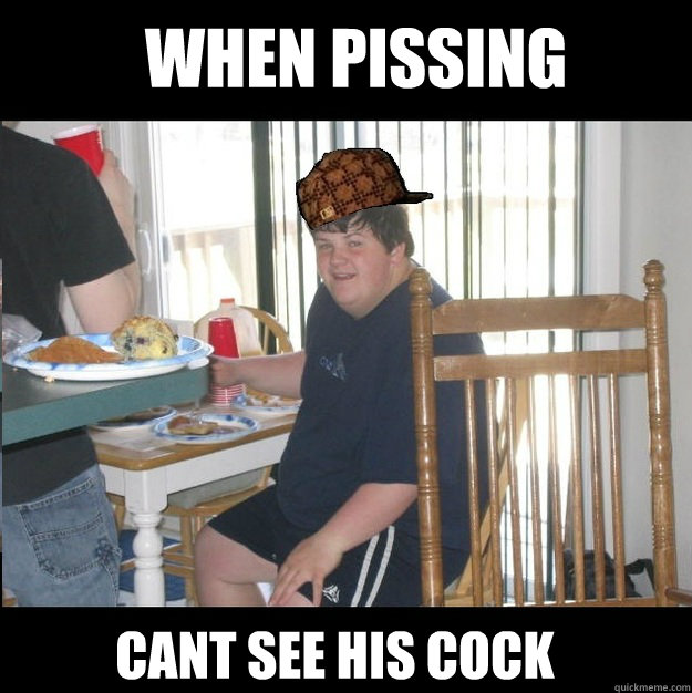 When pissing Cant see his cock  