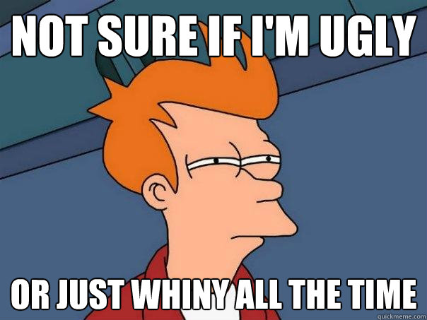 Not sure if i'm ugly Or just whiny all the time  Futurama Fry