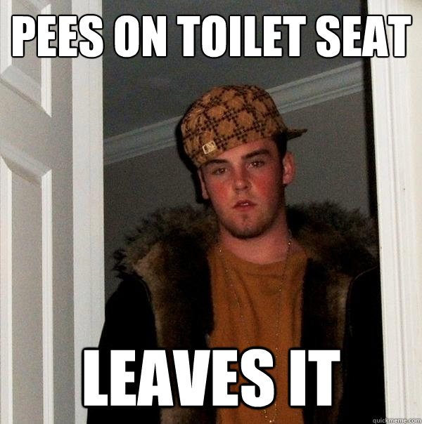 pees on toilet seat leaves it - pees on toilet seat leaves it  Scumbag Steve