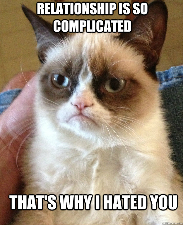 Relationship is so complicated That's why i hated you  Grumpy Cat