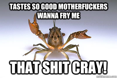 Tastes so good motherfuckers wanna fry me That Shit Cray!  That shit crayfish