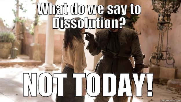 WHAT DO WE SAY TO DISSOLUTION? NOT TODAY! Arya not today