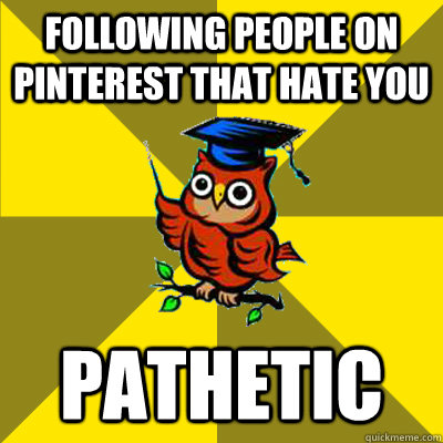 Following people on pinterest that hate you Pathetic  Observational Owl