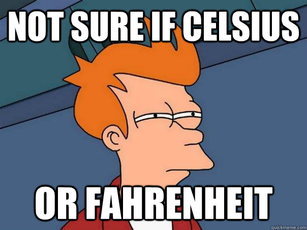 Not sure if celsius or fahrenheit - Not sure if celsius or fahrenheit  Futurama Fry