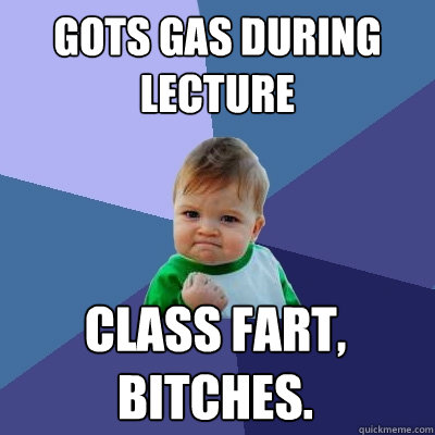 gots gas during lecture class fart, bitches.  Success Kid