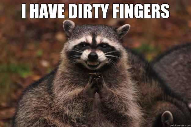 I HAVE DIRTY FINGERS   Evil Plotting Raccoon