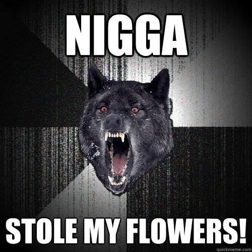 Nigga stole my flowers!  Insanity Wolf