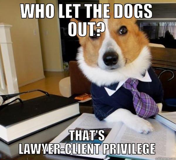 WHO LET THE DOGS OUT? THAT'S LAWYER-CLIENT PRIVILEGE Lawyer Dog