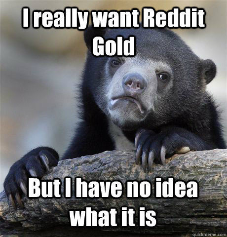 I really want Reddit Gold But I have no idea what it is  Confession Bear