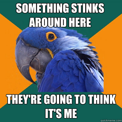 Something Stinks 
around here They're going to think it's me - Something Stinks 
around here They're going to think it's me  Paranoid Parrot