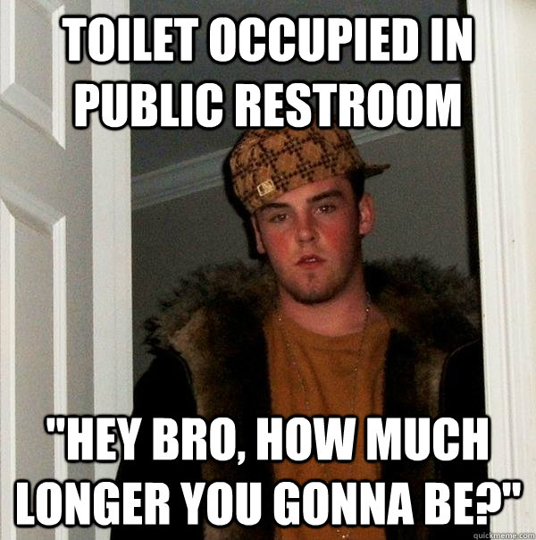 toilet occupied in public restroom 