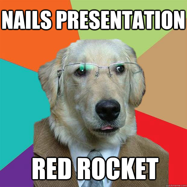 Nails presentation red rocket  Business Dog