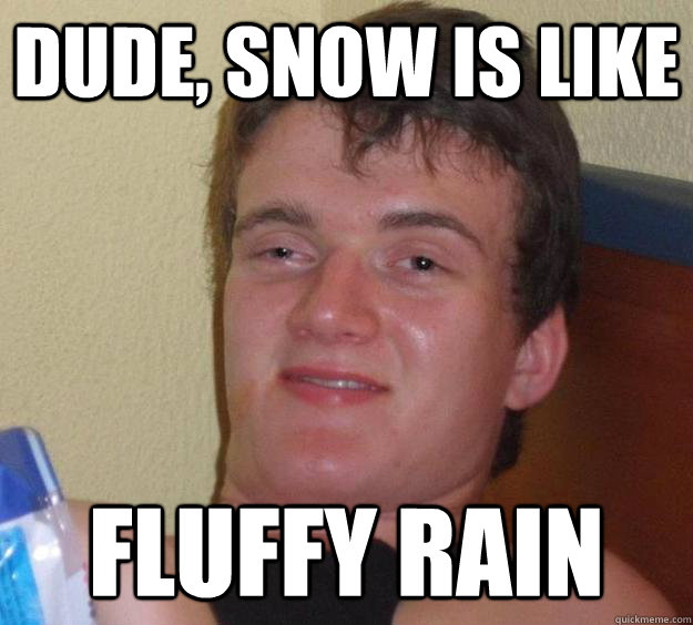 Dude, snow is like fluffy rain  10 Guy