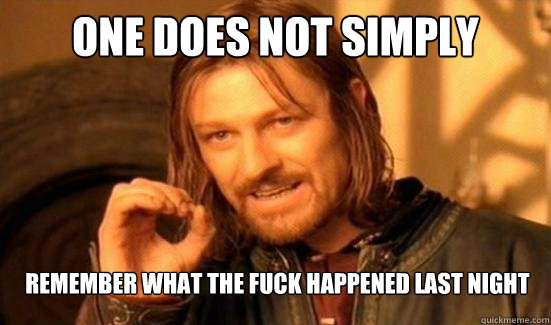 One Does Not Simply remember what the fuck happened last night  Boromir