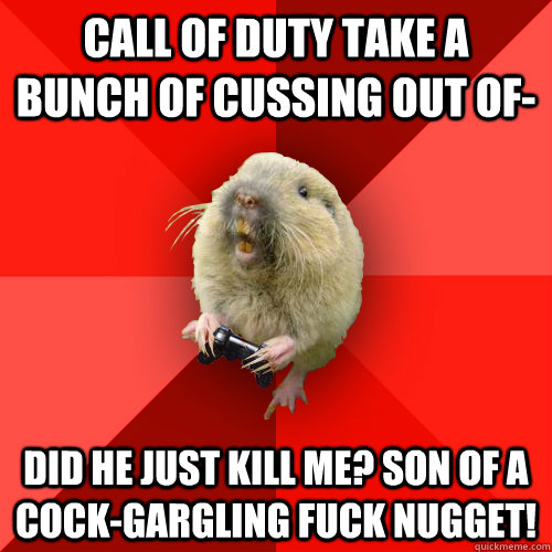 call of duty take a bunch of cussing out of- did he just kill me? Son of a cock-gargling fuck nugget!  Gaming Gopher