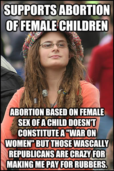 Supports abortion of Female children Abortion based on female sex of a child doesn't constitute a 