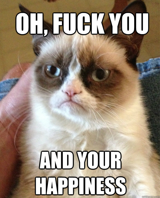 oh, fuck you and your happiness  Grumpy Cat