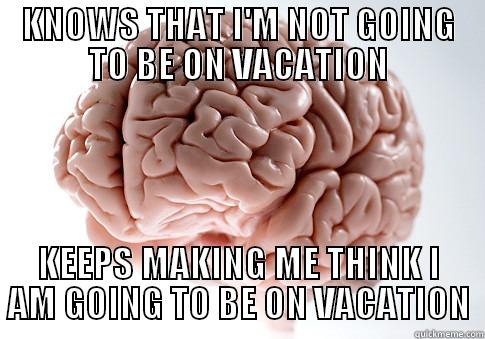 KNOWS THAT I'M NOT GOING TO BE ON VACATION KEEPS MAKING ME THINK I AM GOING TO BE ON VACATION Scumbag Brain