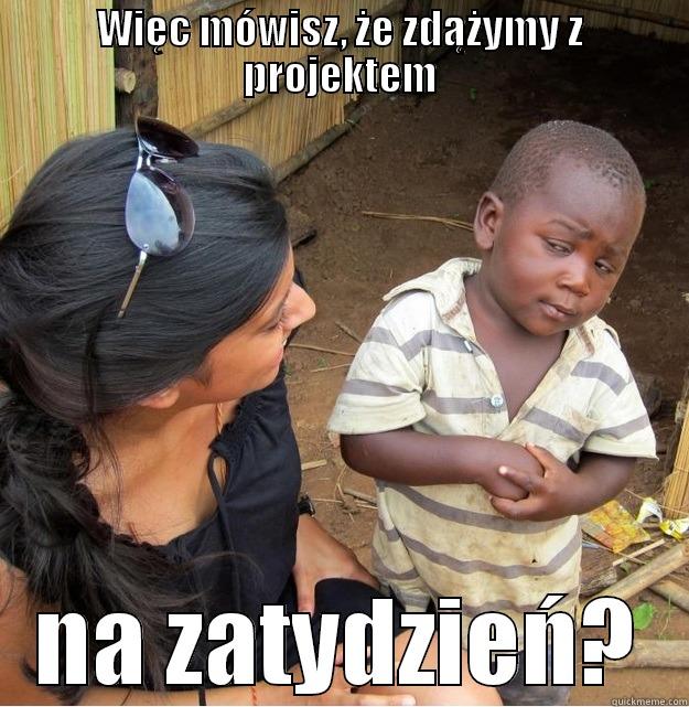 Więc mówisz, że zdążymy z projektem - WIĘC MÓWISZ, ŻE ZDĄŻYMY Z PROJEKTEM NA ZATYDZIEŃ? Skeptical Third World Kid