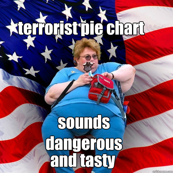 terrorist pie chart and tasty sounds dangerous   Asinine American fat obese red state republican lady meme