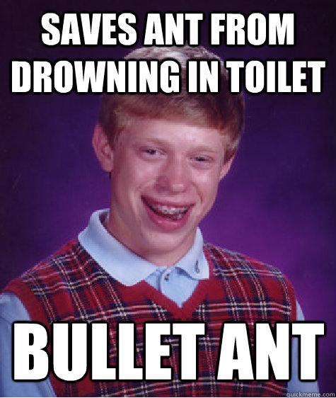 Saves ant from drowning in toilet bullet ant - Saves ant from drowning in toilet bullet ant  Bad Luck Brian