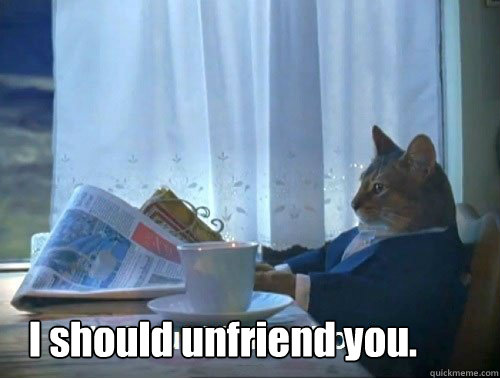 I should unfriend you. - I should unfriend you.  Fancy Cat