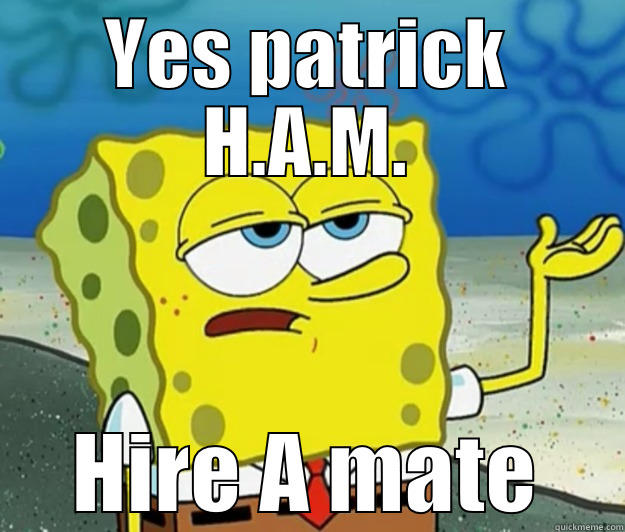 YES PATRICK H.A.M. HIRE A MATE Tough Spongebob