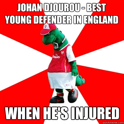 Johan Djourou - best young defender in England When he's injured  GUNNERSAURUS