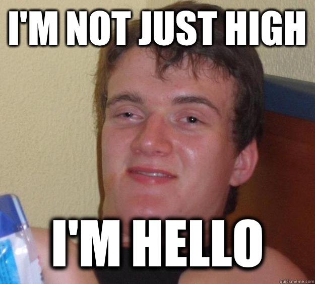 I'm not just high I'm hello  10 Guy