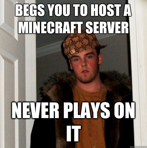 Begs You To Host A Minecraft Server Never Plays On It - Begs You To Host A Minecraft Server Never Plays On It  Scumbag Steve