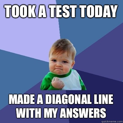 Took a test today Made a diagonal line with my answers - Took a test today Made a diagonal line with my answers  Success Kid