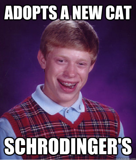 Adopts a new cat schrodinger's  Bad Luck Brian