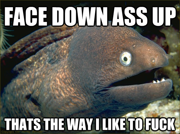 face down ass up thats the way i like to fuck  Bad Joke Eel