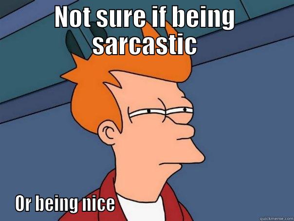 NOT SURE IF BEING SARCASTIC OR BEING NICE                                                  Futurama Fry