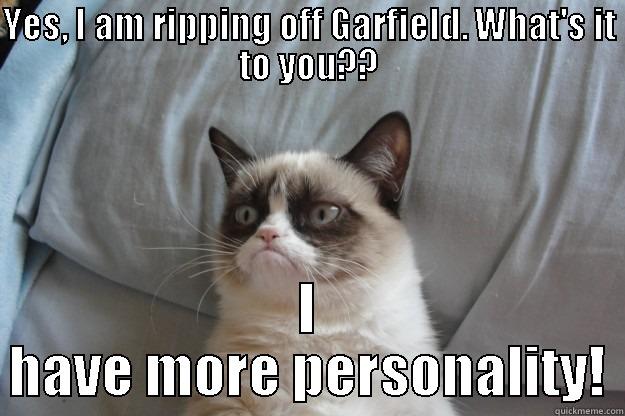 Grumpy Cat - YES, I AM RIPPING OFF GARFIELD. WHAT'S IT TO YOU?? I HAVE MORE PERSONALITY! Grumpy Cat