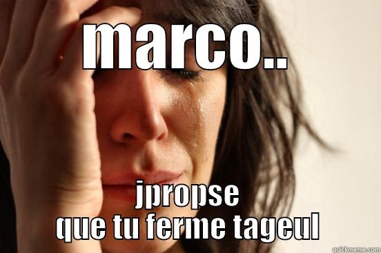 MARCO.. JPROPSE QUE TU FERME TAGEUL First World Problems