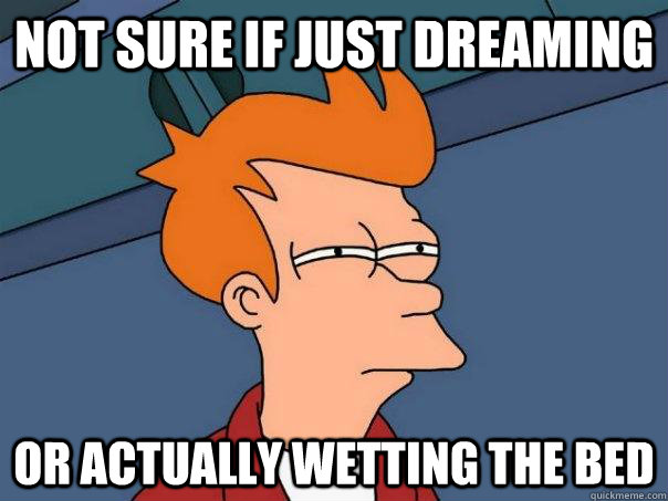 Not sure if just dreaming or actually wetting the bed  Futurama Fry