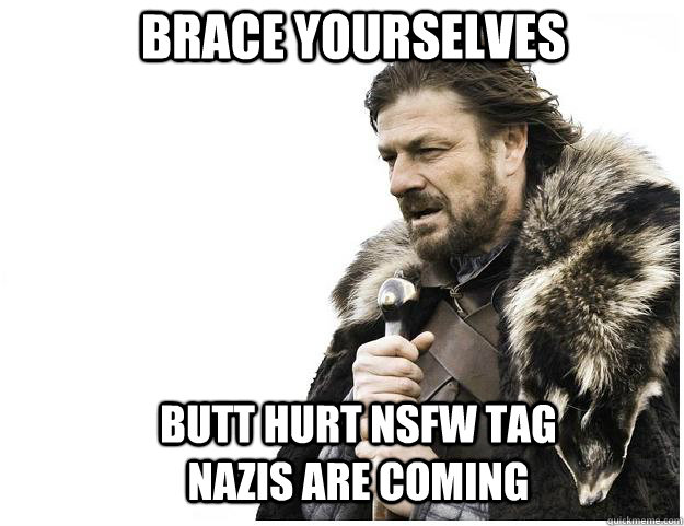 Brace yourselves butt hurt NSFW tag Nazis are coming   Imminent Ned