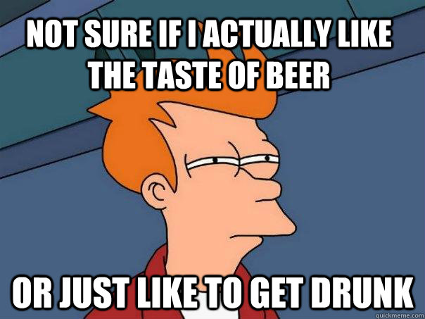 Not sure if i actually like the taste of beer Or just like to get drunk - Not sure if i actually like the taste of beer Or just like to get drunk  Futurama Fry