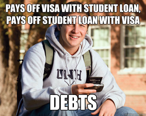 Pays off Visa with student loan, pays off student loan with visa Debts - Pays off Visa with student loan, pays off student loan with visa Debts  College Freshman