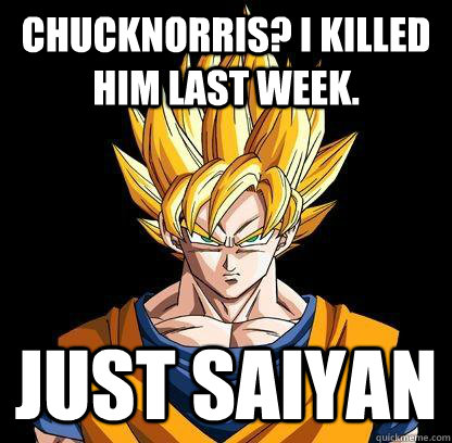 Chucknorris? I killed him last week. just saiyan  Good Guy Goku