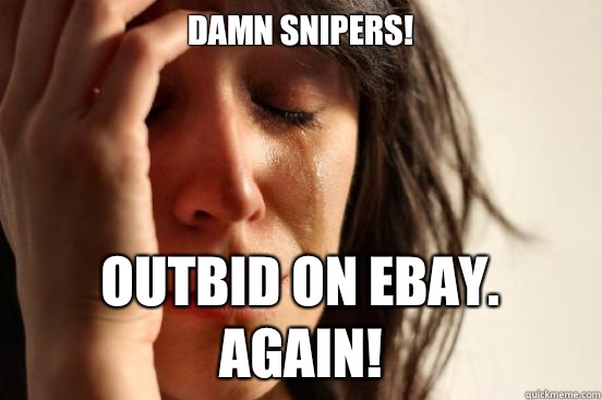 Damn snipers! Outbid on eBay. AGAIN!  First World Problems