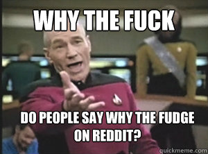 why the fuck  do people say why the fudge on reddit?
  Annoyed Picard