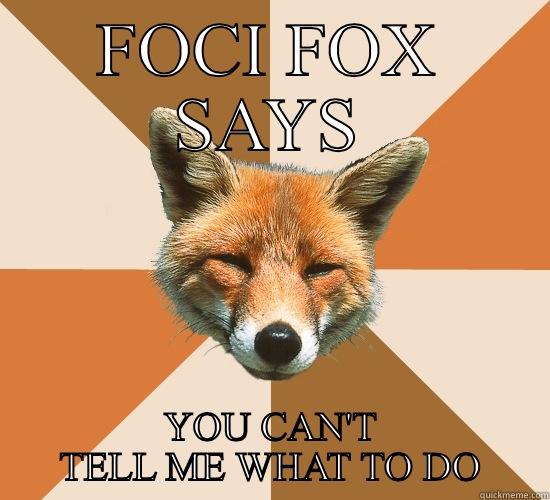 FOCI FOX SAYS YOU CAN'T TELL ME WHAT TO DO Condescending Fox